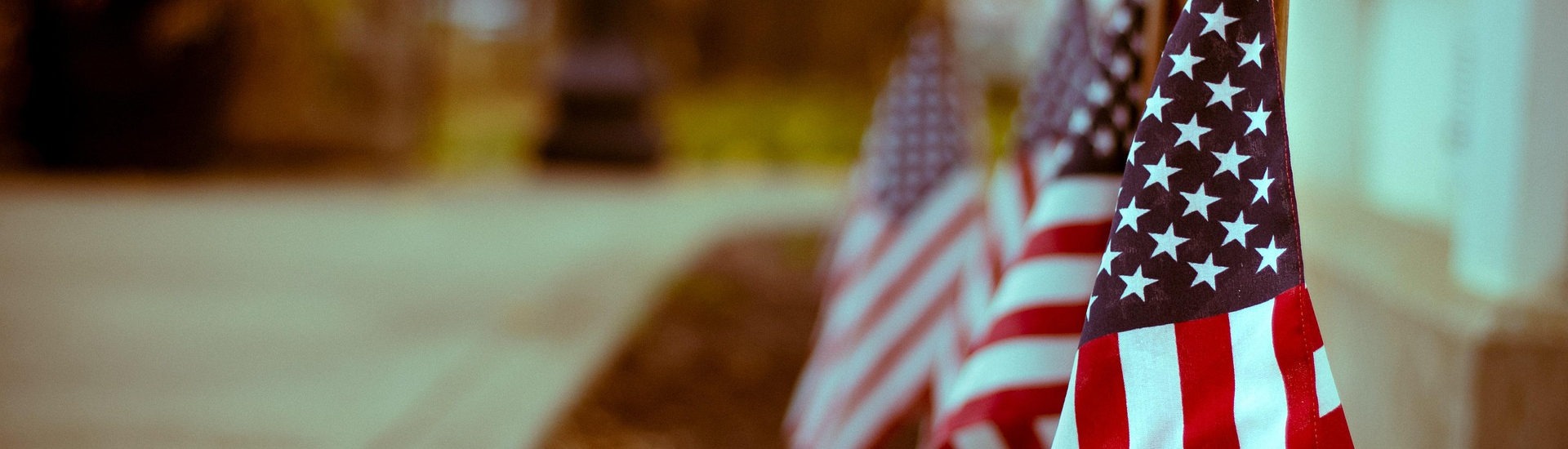 Citizens holding American flags